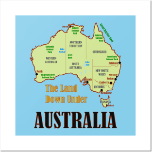 Australia Map Posters and Art